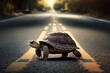 Leisurely Turtle Road Crossing. AI
