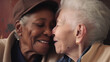 © Roman - Old women lesbian couple. Black and Caucasian female in love. LGBT pride month celebration generative ai