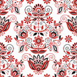 Seamless Pattern with Flower Inspired by Ukrainian Traditional Embroidery. Ethnic Floral Motif, Handmade Craft Art. Ethnic Design. Fabric Textile, Wrapping Paper, Wallpaper. Vector Illustration