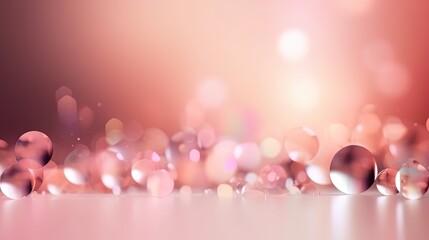 Wall Mural - Abstract of bokeh pink pastel background glitters shimmering blur spot lights Bokeh Shiny rose gold light background texture