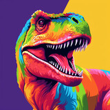 Fototapeta  - Colorful T-rex dinosaur in pop art style