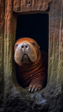 Cute And Adorable Walrus Doing Peek-a-boo Generative Ai Digital Illustration Part#190523 