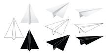 Leadership Success Concept Paper Plane Fly Over Blue Background. New Idea, Courage, New Thinking, Creative Decision, Think Differently. Lead Airplane Stand Out Of Other Paper Plane Follower