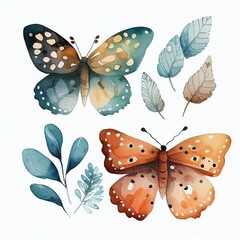 Wall Mural - butterflies, watercolor style Generative AI