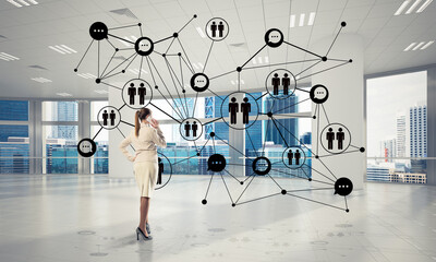 Wall Mural - networking and social communication concept as effective point for modern business
