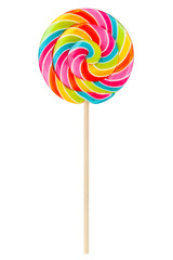 Colorful lollipop isolated on white background, full depth of field, clipping path