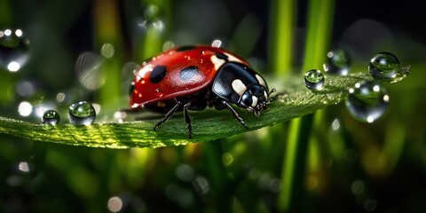 Wall Mural - AI Generated. AI Generative. Photo Realistic Illustration of ladybug insect. Graphic Art