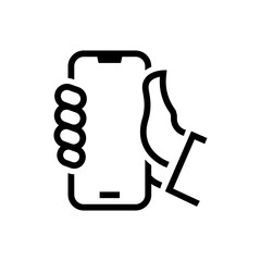 Wall Mural - mobile phone hold in hand flat icon vector illustration