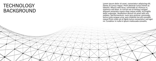 Vector grid. 3d perspective background. Wireframe mesh. Vector technology background.