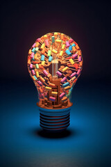 Aufkleber - A captivating paper-cut design of a lightbulb with puzzle pieces interlocking inside, representing how ideas can come together to form a complete and impactful solution.  Generative AI technology.