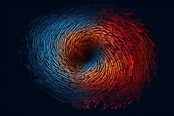 Aufkleber - An abstract representation of a fingerprint, with vibrant and contrasting colors,  Generative AI technology.