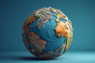 Aufkleber - A globe-shaped Earth made of recycled materials, representing the importance of sustainable practices and environmental conservation. Generative AI technology.