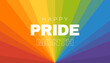 Happy pride month banner. Rainbow colored background. 