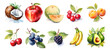 © weissdesign - watercolor set of fruits with transparent background, generated ai