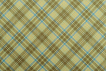 Christmas Blue Green Checkered Background, Texture Seamless Pattern Fabric Checkered, Gingham Backdrop. Plain Classic Scottish Plaid Design. Suitable For Jackets, Flannel Textile. Top View Of Table.