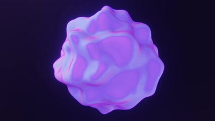 Abstract 3D background morphing pulsating liquid metal blob fluid shape. Bright holographic colors in dark space. Seamless loop animation wallpaper. 4K video 3D motion design 30 fps
