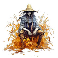Scarecrow, Fantasy Art, Isolated On Transparent  Background, Ai Generative