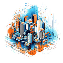 Aufkleber - The forward extension of the line connects the urban architecture with the concept of the future city. Generative AI.
