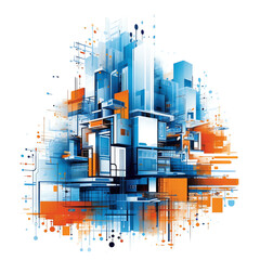 Aufkleber - The forward extension of the line connects the urban architecture with the concept of the future city. Generative AI.
