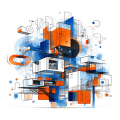 Aufkleber - The forward extension of the line connects the urban architecture with the concept of the future city. Generative AI.