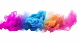 Fototapeta  - Abstract background with smoky clouds with flowing and curling waves blowing in stream shape. Colorful gas and fume vapours with swirling. Horizontal illustration for banner design. Generative AI.