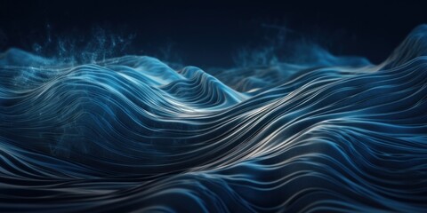 A close up of a wave on a dark background. Generative AI image.