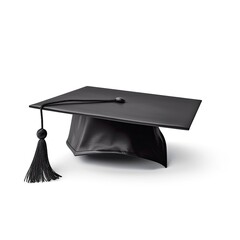 Wall Mural - Black student hat,Graduation hat accessory on white background,AI generated.