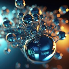 Aufkleber - Connected glass bubbles molecule wallpaper, Abstract, creativity concept, AI generated.