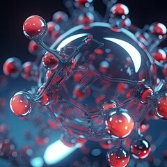 Aufkleber - Abstract connected glass bubbles molecule background, Abstraction, creativity concept, AI generated.