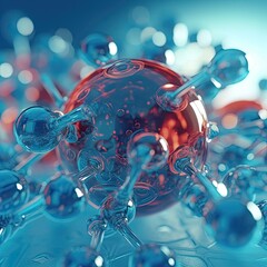 Aufkleber - Abstract connected glass bubbles molecule background, Abstraction, creativity concept, AI generated.