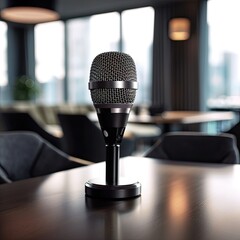 Aufkleber - Microphone in meeting room,Modern meeting room interior,AI generated.