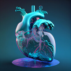 Sticker - Human heart, colorful generative ai illustration