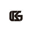letter kg square linked geometric line logo vector
