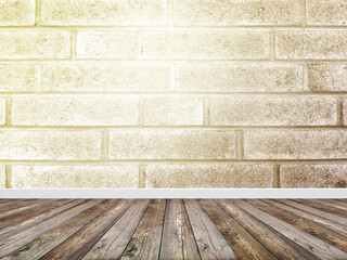 Wall Mural - Brick wall with floor interior background