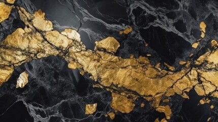 Wall Mural - gold and black marble stone textured background wallpaper. generative ai