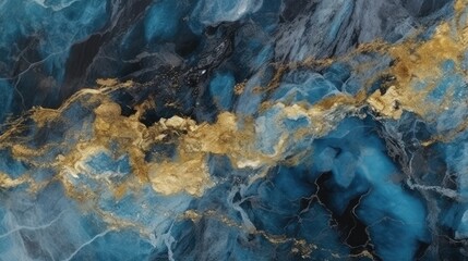 Wall Mural - gold and blue marble granite quartz stone textured background wallpaper. generative ai