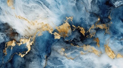 Wall Mural - gold and blue marble granite quartz stone textured background wallpaper. generative ai