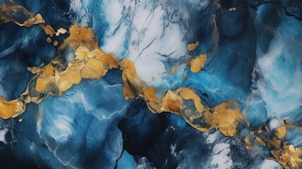Wall Mural - gold and blue marble granite quartz stone textured background wallpaper. generative ai