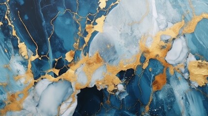Wall Mural - gold and blue marble granite quartz stone textured background wallpaper. generative ai