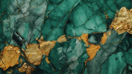 Wall Mural - gold and green marble stone textured background wallpaper. generative ai