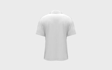 Wall Mural - White blank polo shirt mockup with empty space for you logo or design casual fabric fashion outfit template isolated back camera view 3d rendering image