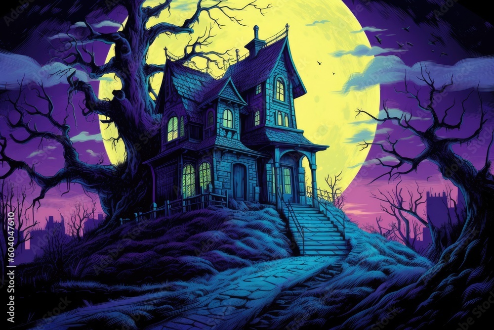 haunted house - Illustration created with generative ai Stock ...