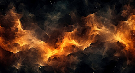 Wall Mural - flames and fire embers texture on a dark background. generative ai illustration.