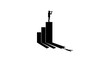 Business analytics silhouette, businessman looking through a spyglass stands at the top of the chart