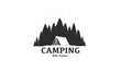 Camping and outdoor adventure retro logo. Color and black and white vector for the Hiking.