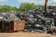 old metals on a scrap heap and in a rusty container