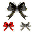 © Arif - Set of premium black, red and silver bows with golden lines on white background