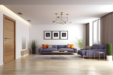 Wall Mural - Living room interior 3d rendering