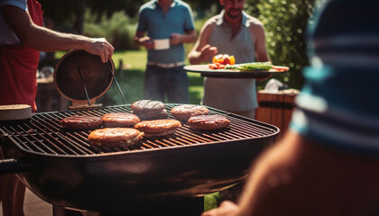 Grilled meat and vegetables for healthy eating generated by AI