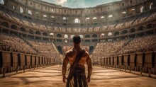 Anchient Roman Gladiator Entering. Generative AI